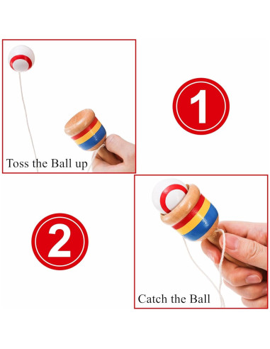 Juego de atrapar pelotas de madera Cididu - 12 piezas, 36.8 cm