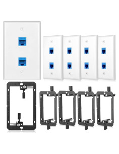 Paquete de 5 Placas de Pared Ethernet 2 Puertos TOMODER