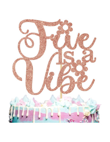 Cake Topper Cinco es una Vibración Aeryourtar 16x11 cm Rosa Oro