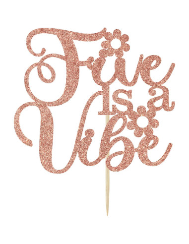 Cake Topper Cinco es una Vibración Aeryourtar 16x11 cm Rosa Oro