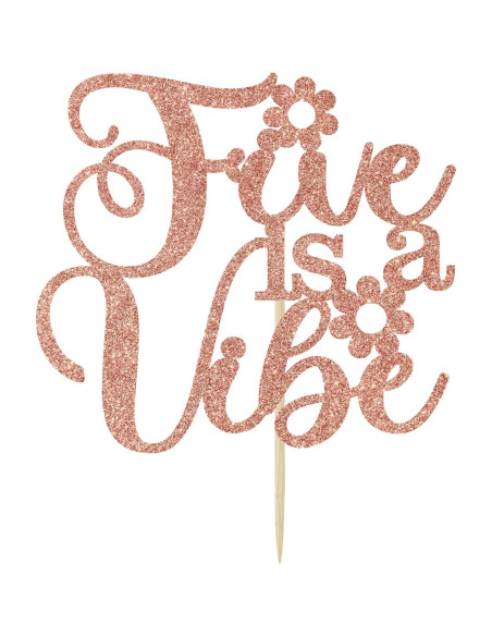 Cake Topper Cinco es una Vibración Aeryourtar 16x11 cm Rosa Oro