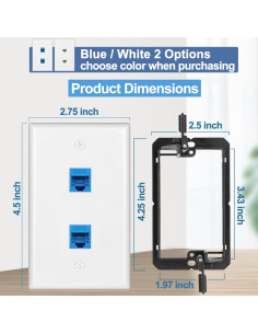 Paquete de 5 Placas de Pared Ethernet 2 Puertos TOMODER 2