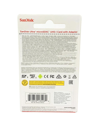 Tarjeta MicroSDXC SanDisk Ultra 64GB + Adaptador SD 80MB/s