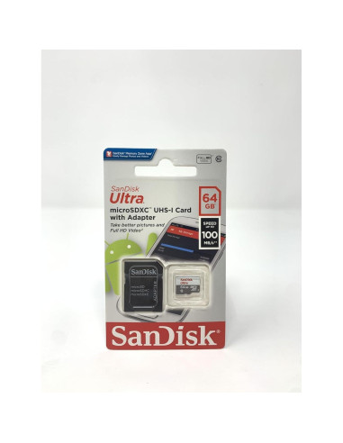 Tarjeta MicroSDXC SanDisk Ultra 64GB + Adaptador SD 80MB/s