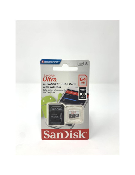 Tarjeta MicroSDXC SanDisk Ultra 64GB + Adaptador SD 80MB/s