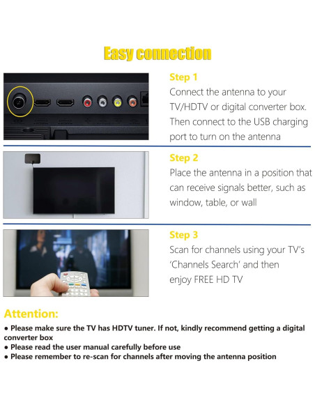 Antena de TV 4K HD Merryan Amplificada Interior 360