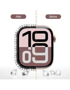 Funda Brillante JZK con Protector para Apple Watch 10 46mm Oro Rosa 2