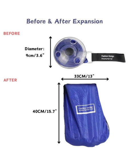 Bolsa de Compras Plegable MIXNEX Azul Ultra-Compacta 11.4x10.2cm