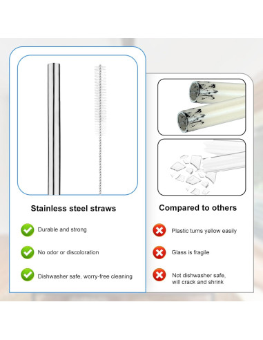 Paquete de 4 Pajillas de Acero Inoxidable Gosknor 19.5 cm