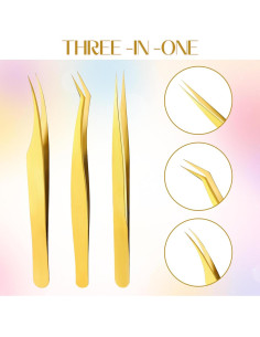 Juego de 3 Pinzas Doradas Sliverdew para Extensiones de Pestañas 2