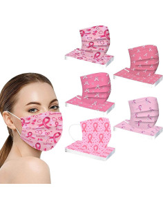 Mascarillas Desechables 50 Pcs SOGOODED Cinta Rosa 3 Capas 2