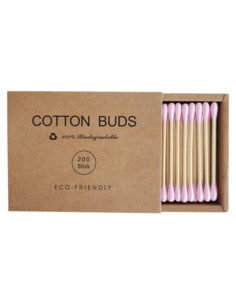 Hisopos de Algodón FANPOI 200pcs Biodegradables Rosa