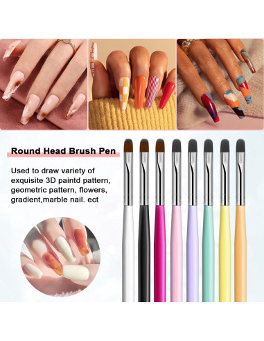 Juego de Pinceles para Arte de Uñas MUSILAN 8PCS Calidad Premium