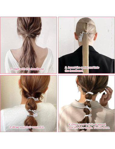 4 Lazos de Pelo en Espiral Elásticos Penitue - 8 cm, 4 Colores