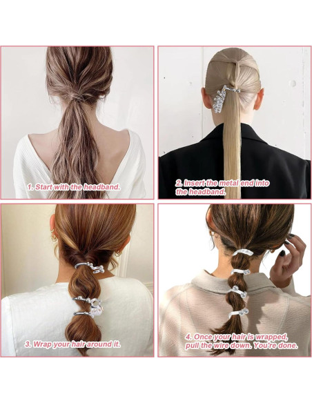 4 Lazos de Pelo en Espiral Elásticos Penitue - 8 cm, 4 Colores