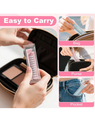 10 Cepillos de Pelo Plegables Etenpo Rosa y Azul Viaje