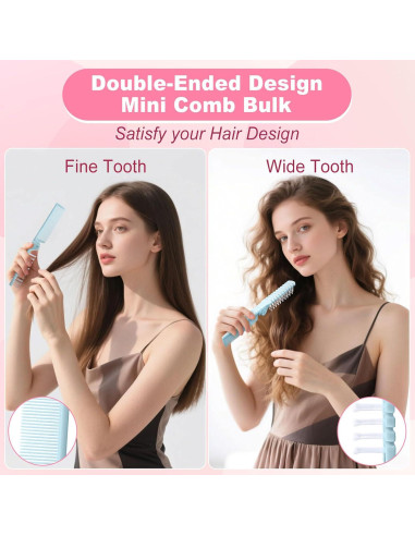 10 Cepillos de Pelo Plegables Etenpo Rosa y Azul Viaje