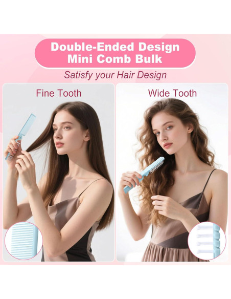 10 Cepillos de Pelo Plegables Etenpo Rosa y Azul Viaje