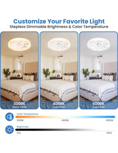 Ventilador de Techo con Luz LANXUD, Control Remoto, 3 Velocidades 2