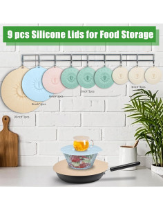 Juego de 9 Tapas de Silicona Daxiongmao - Resistentes al Calor 2