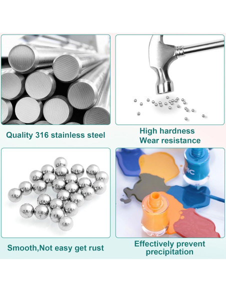 Bolas de Mezcla de Pintura ANCIRS 400 Pcs Acero Inoxidable 3mm