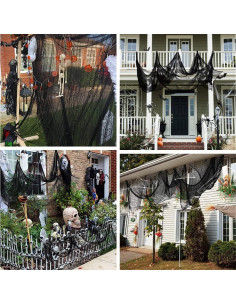 Tela Gasa Espeluznante Negra 2x10m Decoración Halloween AugeStern 2