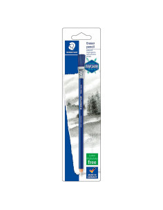 Borrador de lápiz Staedtler con cepillo blanco y azul