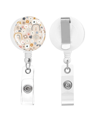 Paquete de 2 Sujetadores de Insignias Retráctiles TPOAEL - Flores Arcoíris