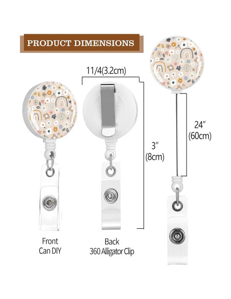 Paquete de 2 Sujetadores de Insignias Retráctiles TPOAEL - Flores Arcoíris