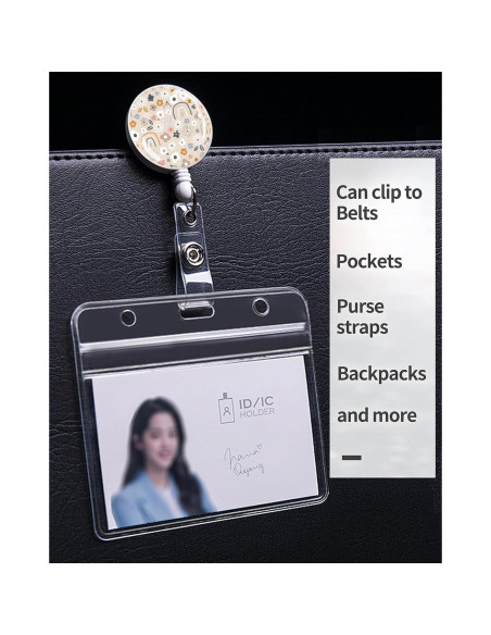 Paquete de 2 Sujetadores de Insignias Retráctiles TPOAEL - Flores Arcoíris