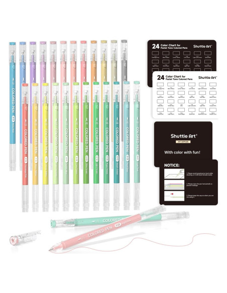 Bolígrafos de Gel Shuttle Art 24 Colores Pastel 0.6mm