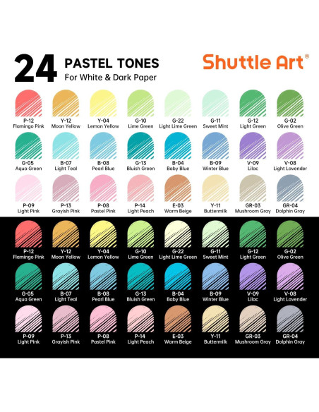 Bolígrafos de Gel Shuttle Art 24 Colores Pastel 0.6mm
