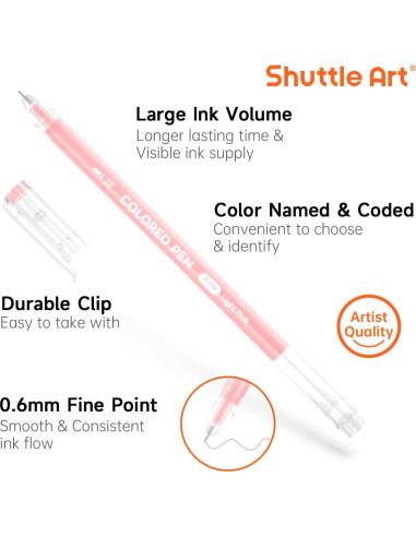 Bolígrafos de Gel Shuttle Art 24 Colores Pastel 0.6mm