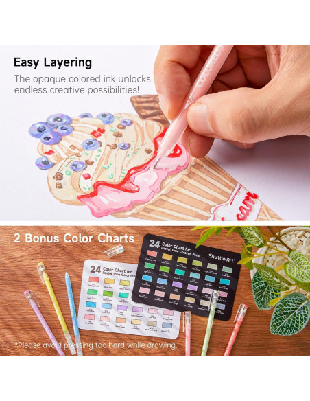 Bolígrafos de Gel Shuttle Art 24 Colores Pastel 0.6mm