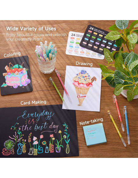 Bolígrafos de Gel Shuttle Art 24 Colores Pastel 0.6mm