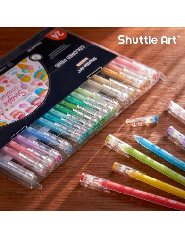 Bolígrafos de Gel Shuttle Art 24 Colores Pastel 0.6mm