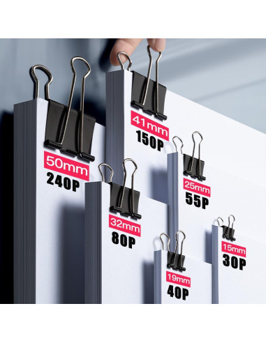 208 Clips de Papel Metálicos DHYLRICHER en Varios Tamaños