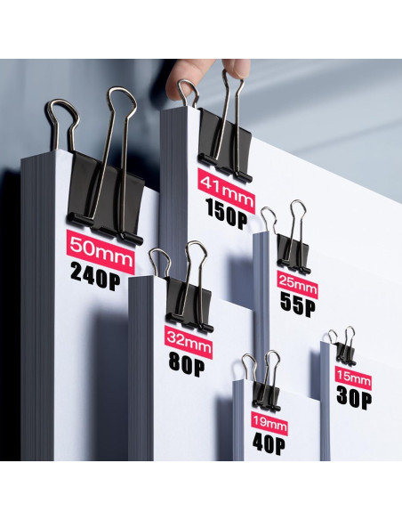 208 Clips de Papel Metálicos DHYLRICHER en Varios Tamaños