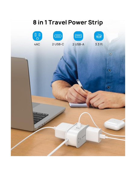 Regleta de Enchufes TROND 1.0m con 4 Salidas y 4 USB