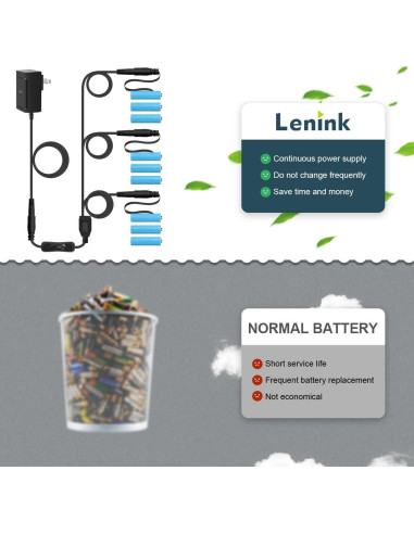 Adaptador de Alimentación CA Lenink 1 a 3 Baterías AA con Interruptor