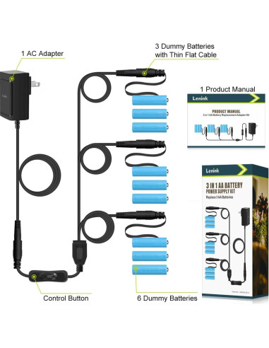 Adaptador de Alimentación CA Lenink 1 a 3 Baterías AA con Interruptor