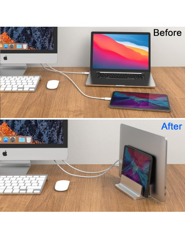 Soporte Vertical Ajustable para Laptop BULL-TECH Plata 17.3"