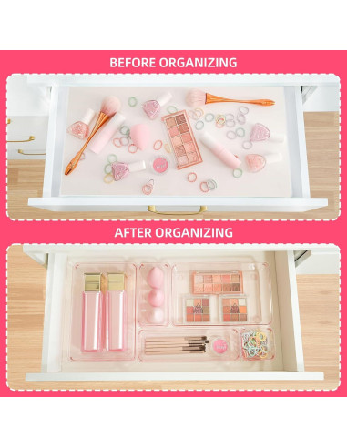 Organizadores de Cajones Trotianingyu 25 Pcs Rosa Acrílico