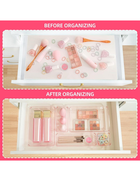 Organizadores de Cajones Trotianingyu 25 Pcs Rosa Acrílico