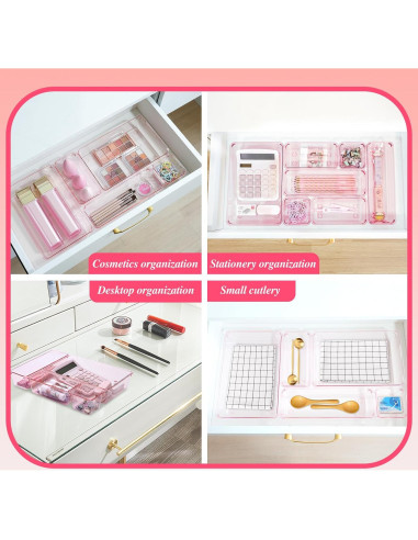Organizadores de Cajones Trotianingyu 25 Pcs Rosa Acrílico