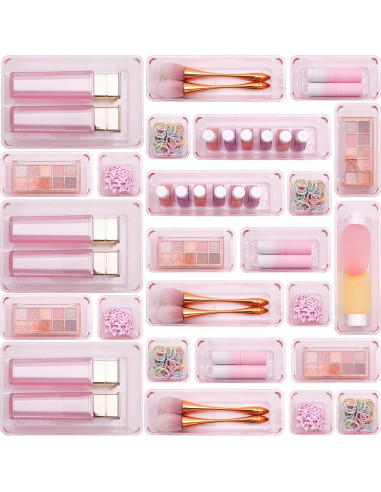 Organizadores de Cajones Trotianingyu 25 Pcs Rosa Acrílico