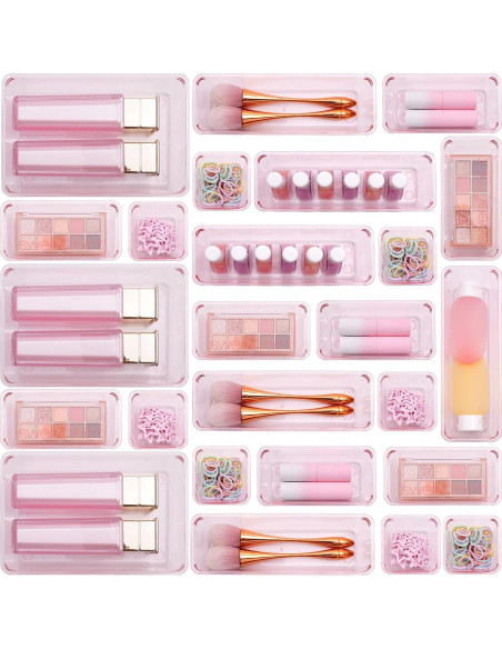 Organizadores de Cajones Trotianingyu 25 Pcs Rosa Acrílico