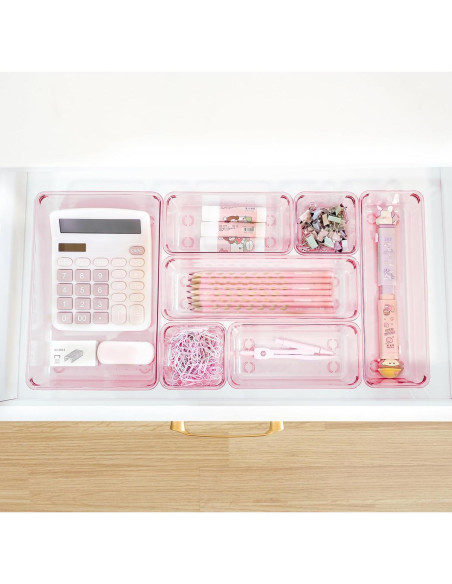 Organizadores de Cajones Trotianingyu 25 Pcs Rosa Acrílico