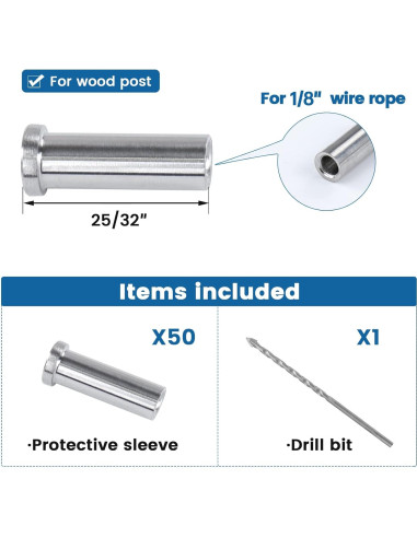 Muzata 50PCS Manguitos Protectores Acero Inoxidable T316 1/8"