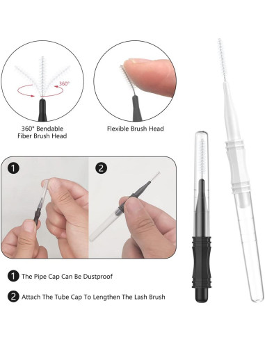 20 Cepillos Micro para Cejas CANIPHA con Tapa y 2 Tamaños